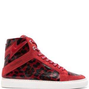 Zadig & Voltaire Red and Black Leopard Sneakers